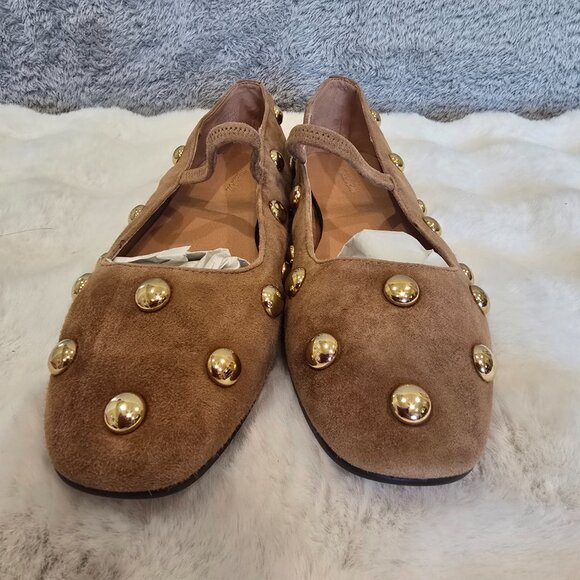 Madewell Greta Ballet Flat Studded Dried Acorn Brown Suede Women's Sizes NEW - Picture 6 of 9